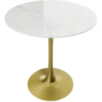 Happyment Grandiose 78 cm Hoge Ronde Keuken Eettafel - Gesinterde Stenen Top met Voetstuk Base - Bistro Tafel voor Vrije Tijd en Hoogte