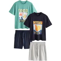 Next Pyjama kort 'Frankie Thorpe' marine / grijs gemêleerd / smaragd / zwart