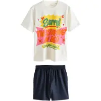 Next Pyjama kort navy / geel / groen / wit