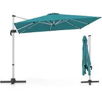 KOMFOTTEU Parasol rechthoek 300 cm - zweefparasol - aluminium stang - draaibaar - kantelbaar - tuinparasol - voor tuinen en balkons