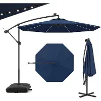 KOMFOTTEU Parasol 300 cm - zweefparasol Solar LED - met zandzakken - met verlichting - draaibaar - kantelbaar - tuinparasol - voor tuinen en balkons
