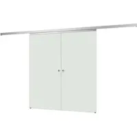 Inova complete glazen dubbele schuifdeur - 176x203 - helder glas - rond handgrep-dubbele softclose