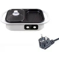 Eafc - 2 in 1 Dual Aziatische Shabu HotPot - Funcooking - Bouillon Gedeelten - Grill - Gourmetten - Fondue - 2 tot 3 personen - 1300W - Anti Aanbak Laag - 30cm Lang