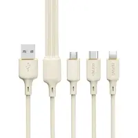 Dudao L7Se 3-in-1 USB-A naar 2x USB-C / Lightning kabel, 66W, 1,2 meter - Beige