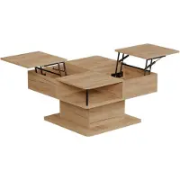 Vicco Movira Salontafel – 80 x 45 cm met opbergvakken Krachtige eik goud