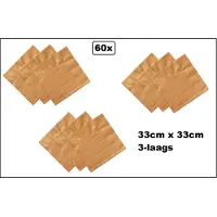Wefiesta 60x Servetten rose goud 33cm x 33cm - 3 laags - Cocktail servet diner eten knoeien restaurant BBQ thema feest verjaardag feest