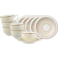 Villeroy & Boch Frühstückstassen mit Untertassen Ivoire 310 ml Set van 6