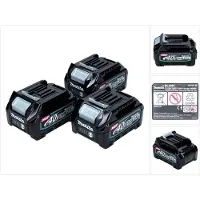 Makita accuset 40 V met 3x BL 4025 2,5 Ah ( 3x 191B36-3 ) XGT Li-Ion accu IP64 beschermingsklasse met LED-display
