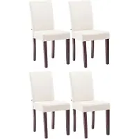 CLP Ina Set van 4 Eetkamerstoelen - Zonder armleuning - Hout - Stof - creme cappuccino
