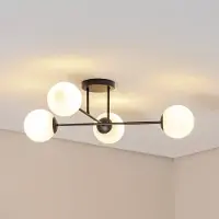 Euluna Plafondlamp Glassy, dimbaar, zwart, Woon-/ Eetkamer, Glas, Modern, plafondlamp