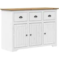 vidaXL Dressoir BODO 115,5x44x80 cm massief grenenhout wit en bruin