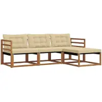 vidaXL Buiten bank set 4 st Natuurlijk en Beige