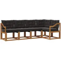 vidaXL Buiten bank set 5 st Naturel en Zwart