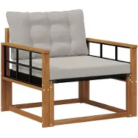 vidaXL Buiten bank set Massief Acaciahout en Textilene Naturel