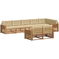 vidaXL Buiten bank set 8 st Natuurlijk en Beige