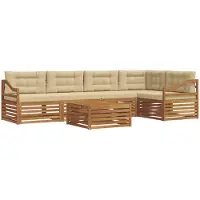 vidaXL Buiten bank set 6 st Natuurlijk en Beige
