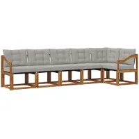 vidaXL Buiten bank set 6 st Natuurlijk en Licht Grijs
