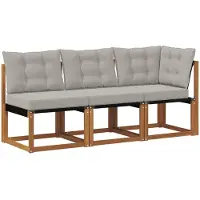 vidaXL Outdoor Midden- en Hoekbank met kussen 3 Stuk Naturel