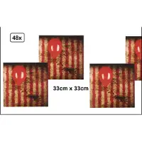Wefiesta 48x Servetten horror clown 33 x 33 cm - It clown griezel vlaglijn eng horror the IT Halloween scary