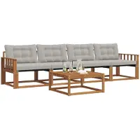 vidaXL Buiten bank set 5 st Natuurlijk en Licht Grijs