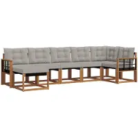 vidaXL Buiten bank set 7 st Naturel en lichtgrijs