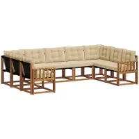 vidaXL Buiten bank set 9 st Natuurlijk en Beige