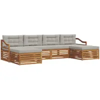 vidaXL Buiten bank set 6 st Natuurlijk en Licht Grijs