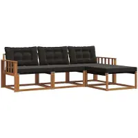 vidaXL Buiten bank set 4 st Naturel en Zwart