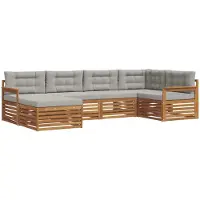 vidaXL Buiten bank set 6 st Natuurlijk en Licht Grijs