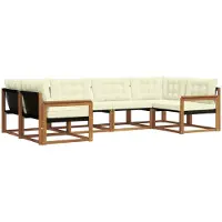 vidaXL Buiten bank set met kussen 6 pcs Natuurlijk en Crème