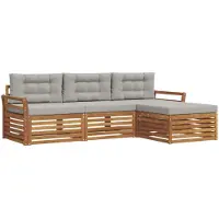 vidaXL Buiten bank set Natuurlijk en Licht Grijs 254 x 162,5 x 73 cm