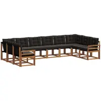 vidaXL Buiten bank set 10 st Natuurlijk en zwart