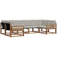 vidaXL Buiten bank set 6 st Natuurlijk en Licht Grijs