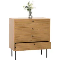 Mendler Ladekast -N78, buffetkast, 4 laden, Scandinavische stijl metaal hout melamine MVG 85x80x40cm ~ naturel