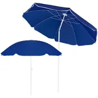 Springos Strandparasol diameter 160 cm Kantelfunctie Opvouwbaar Bescherming Verstelbaar in hoogte Zonnebescherming