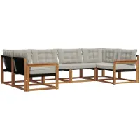 vidaXL Buiten bank set 6 st Natuurlijk en Licht Grijs