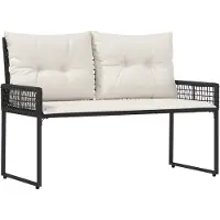 vidaXL Tuinbank Zwart en Crème Wit 118 x 55 x 82 cm PE Riet en Stof
