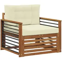 vidaXL Buitensofa Massief Acacia Hout en Polyester Natuurlijk en Crème