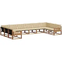 vidaXL Buiten bank set 10 st Natuurlijk en Beige