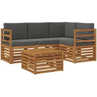 vidaXL Buiten bank set 5 st Natuurlijk en Antraciet Polyester
