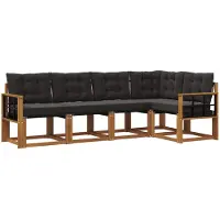 vidaXL Buiten bank set 5 st Naturel en Zwart