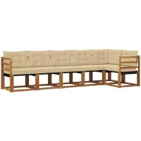 vidaXL Buiten bank set 6 st Natuurlijk en Beige