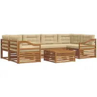 vidaXL Buiten bank set 7 st Natuurlijk en Beige