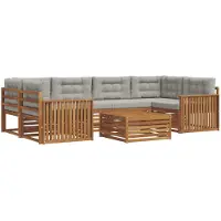 vidaXL Buiten bank set 7 st Natuurlijk en Licht Grijs