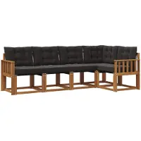 vidaXL Buiten bank set 5 st Naturel en Zwart