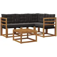vidaXL Buiten bank set 5 st Naturel en Zwart