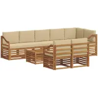 vidaXL Buiten bank set 9 st Natuurlijk en Beige Polyester