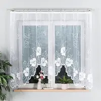 Wisan Stefania jacquardvitrage 300 x 160 cm- Curtains - Jacquardgordijnen- wit -bloemenmotief- 300 x 160 cm