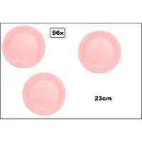 TakeAware 96x Bord 23cm roze karton - Feest festival black and gold party verjaardag