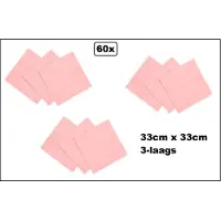 Wefiesta 60x Servetten roze 33cm x 33cm - 3 laags - Cocktail servet diner eten knoeien restaurant BBQ thema feest verjaardag feest